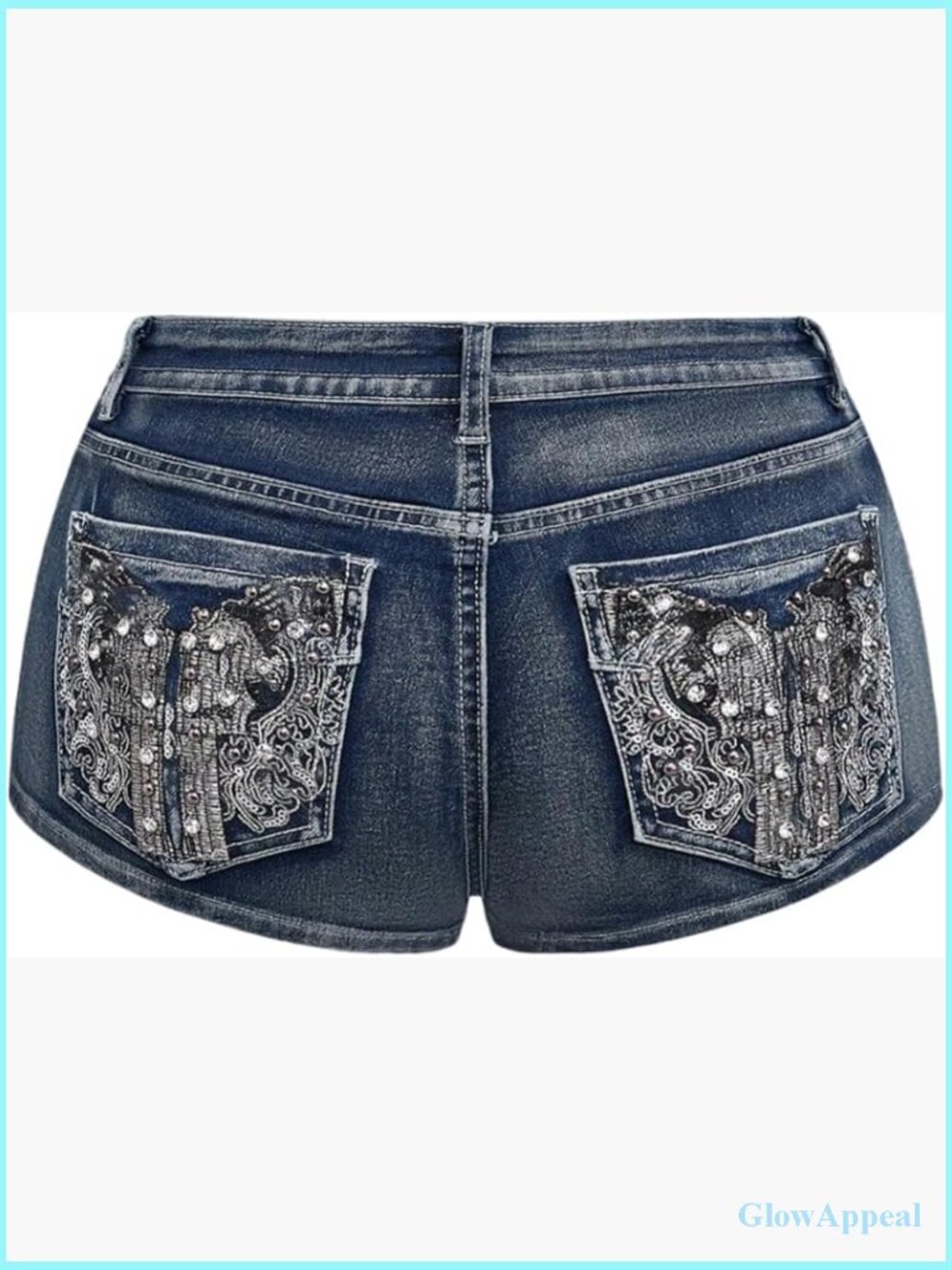 Sparkly Denim Shorts Skinny Mini Low Rise Festival Rave Outfit